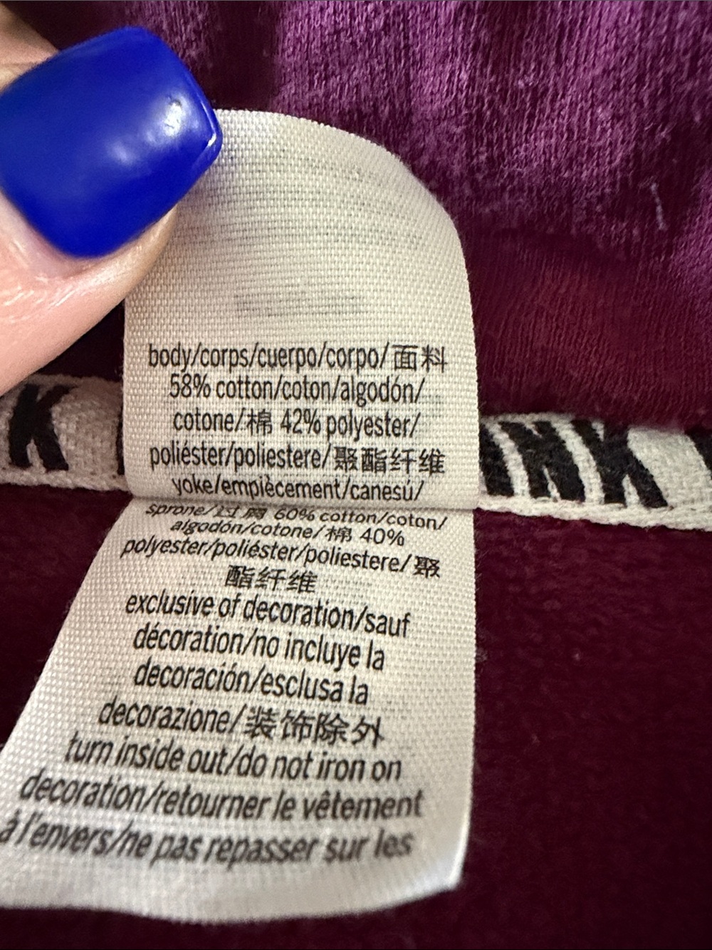 PINK Victoria's Secret Wine Half-Zip Pullover Hoodie Medium - Picture 3 of 6
